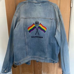 BALENCIAGA RAINBOW FLAG DENIM JACKET
